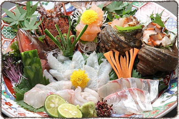 新鮮な魚介類のお刺身